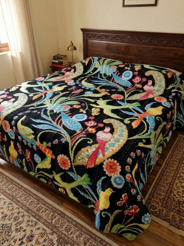 Indian bird printed black - bird,