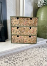 Upcycled Small Storage Chest with Drawers, William Morris Inspired Decoupage