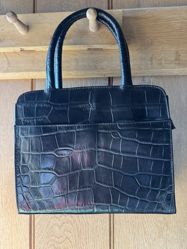 Osprey black leather croc - black, tote