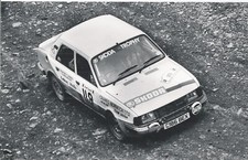 SKODA 130L RALLY CAR OF MARTIN BECCLES AUDI SPORT RALLY 1988 B&W PHOTOGRAPH