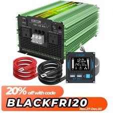 EDECOA Power Inverter Pure Sine Wave 12V to 240V 1000W/1500W/2000W/3500W LCD RV