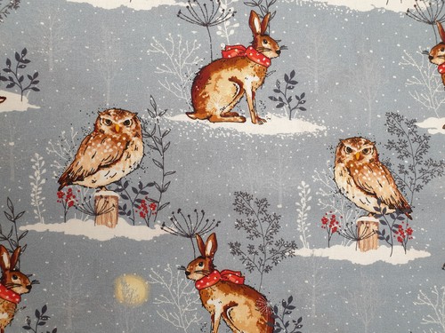 Owl hare fabric - owl,