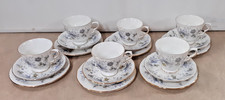 Colclough Rhapsody In Blue Bone China 6x Cups Saucers Plates 18pcs Charity Sale