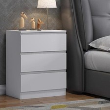 Matt White Chest Of 3 Drawers Bedroom Furniture Scratch Resistant graded