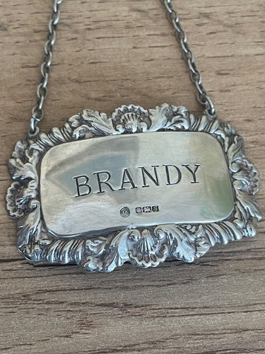 Brandy label solid silver