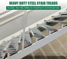 Galvanized Steel Stair Treads 3 Pack Heavy Duty Non-Skid Industrial Safety