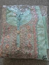 Indian Baby Girl 3 Piece Green Shalwar Trouser Kameez Suit Size 16 one year old