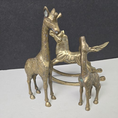 Vintage brass rocking giraffe - vintage,