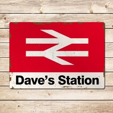 Personalised Railway Station Sign, Model Railway Railwayana Gift For Dad Grandad