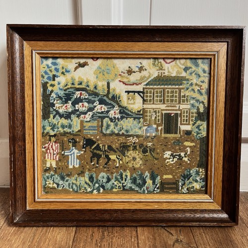 Vintage framed needlepoint - vintage,