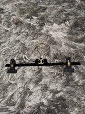 Chanel CC pants skirt hanger black velvet gold hardware 
