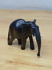 Vintage African Elephant Carved Wooden Ornament - 11cm In Height 