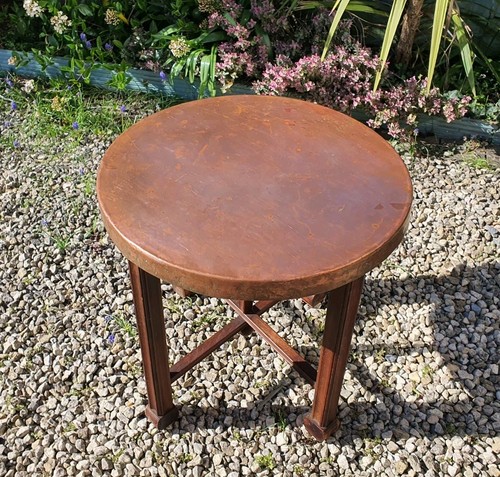 Hammered copper top - top, round
