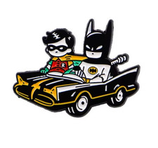 Batman and Robin batmobile Pin