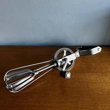 Vintage Prestige Whisk Egg Beater Wood and Stainless Steel Hand Mixer 60s