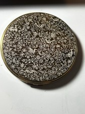 VINTAGE LA RAGE BRASS POWDER COMPACT c1950