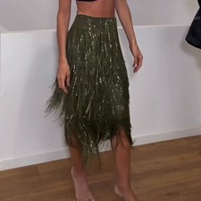 ZARA : ZW COLLECTION Limited Edition Fringed Sequin Skirt : 9125/101 | ALL SIZES