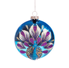 Peacock Glass Bauble Christmas Decoration. Vibrant Colours. Sass and Belle