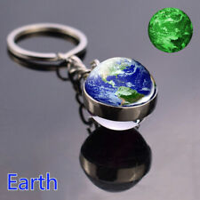 Double Side Ball Alloy Glass Keychain Car Keyring Earth Key Chain Glow In Dark