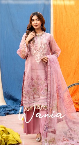 Pink organza piece suit - organza, 3