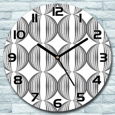 Glass Wall Clock Minimalistic circles retro funky geometric fabric Round Silent