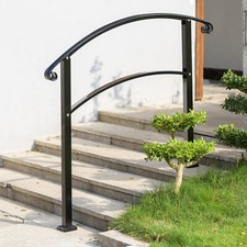 VEVOR 3/4/5 FT Adjustable Wrought Iron Handrail For 3/4/5 Steps Outdoor Stairs
