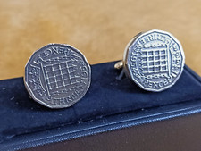 Vintage 1954 Genuine Three Penny Coin Cufflinks. One pair only! Handmade In UK.
