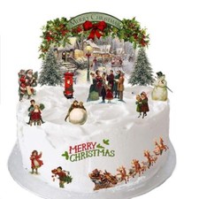Cake Topper Christmas Vintage Victorian Cake Scene Edible Wafer Paper Decoration