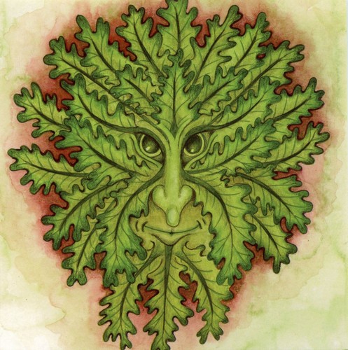 Summer green man celtic - green,