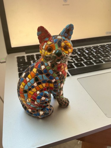 Cat figurine mosaic miniature - mosaic,