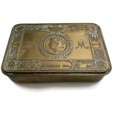Original WW1 Princess Mary 1914 Christmas Gift Tin Brass Box - Empty