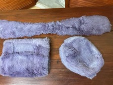 Vintage Child’s Purple Fur Muff Hat and Collar Scarf Size Small