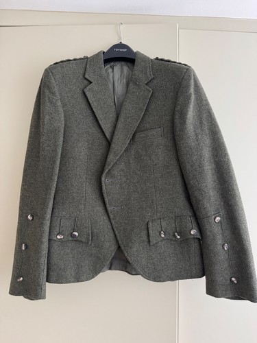 Green wool tweed - green,