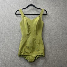 VTG Spirella 1950s RARE Swimsuit Panelled Bathing Suit Metal Zip Pin up small