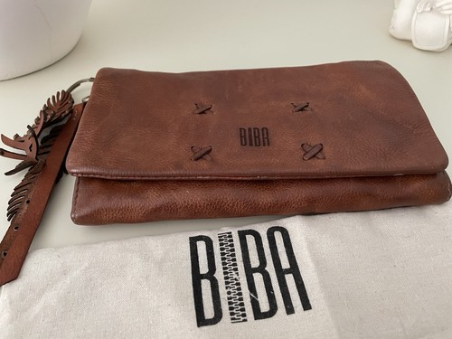 Biba brown leather purse - leather,