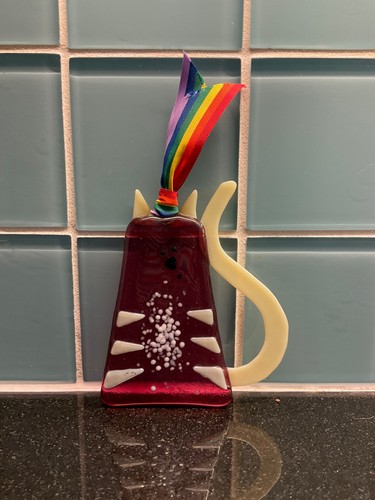 Cat red glass design ornament - cat,