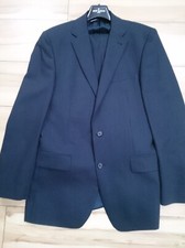 Men's JEFF BANKS LONDON Suit Pure Wool Navy Pin Stripe Jacket 40L Trousers 34S