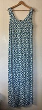 Marks & Spencer Green Blue Jersey Maxi Dress Size UK 14
