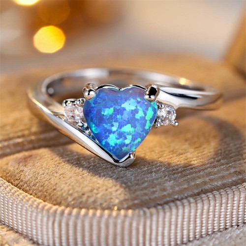Blue white opal love - blue, heart