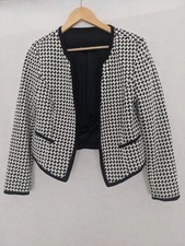 Kaleidoscope Houndstooth Pattern Jacket Black White Suit Ladies Size 12 Business