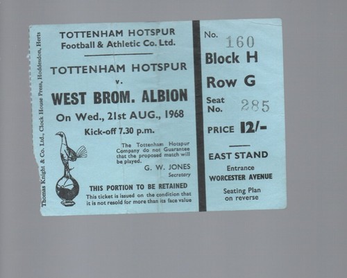 Used ticket tottenham v west - tottenham,