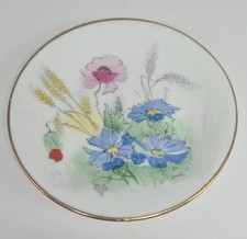 Shelley fine bone china 0136 pink blue flowers ashtray from smoking set 1940s 3"
