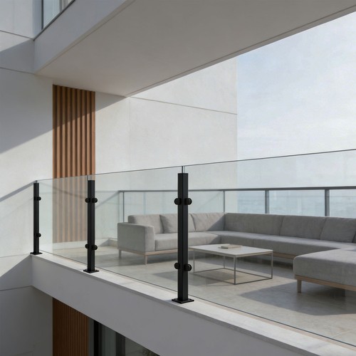 Metal glass balustrade post - metal,