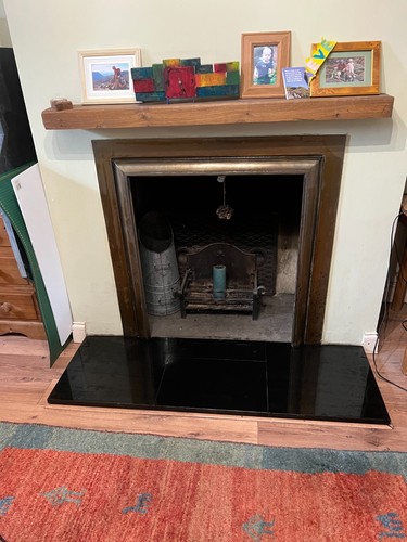 Polished black granite hearth - black,