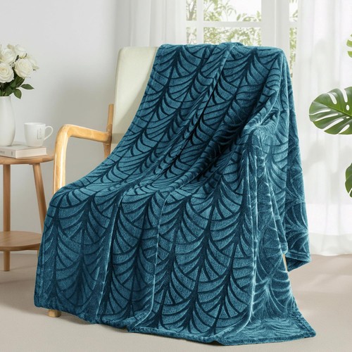 Teal flannel fleece throw - teal,