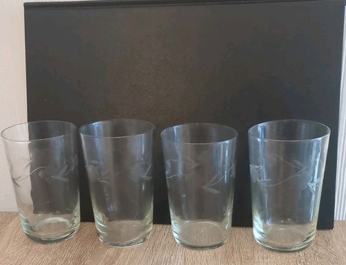 Set vintage etched glass - of,