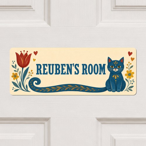 Personalised folk cat door - personalised,