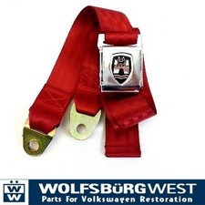 2-Point Seat Belt, Red, Chrome Buckle 50-67. VW Split Screen Camper Van Bus   