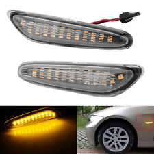2x Clear Lens LED Side Indicator Repeater Light For BMW E46 E90 E60 E61 E81 E84