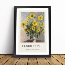 Bouquet Of Sunflowers By Claude Monet Exhibition Framed Canvas Wall Art